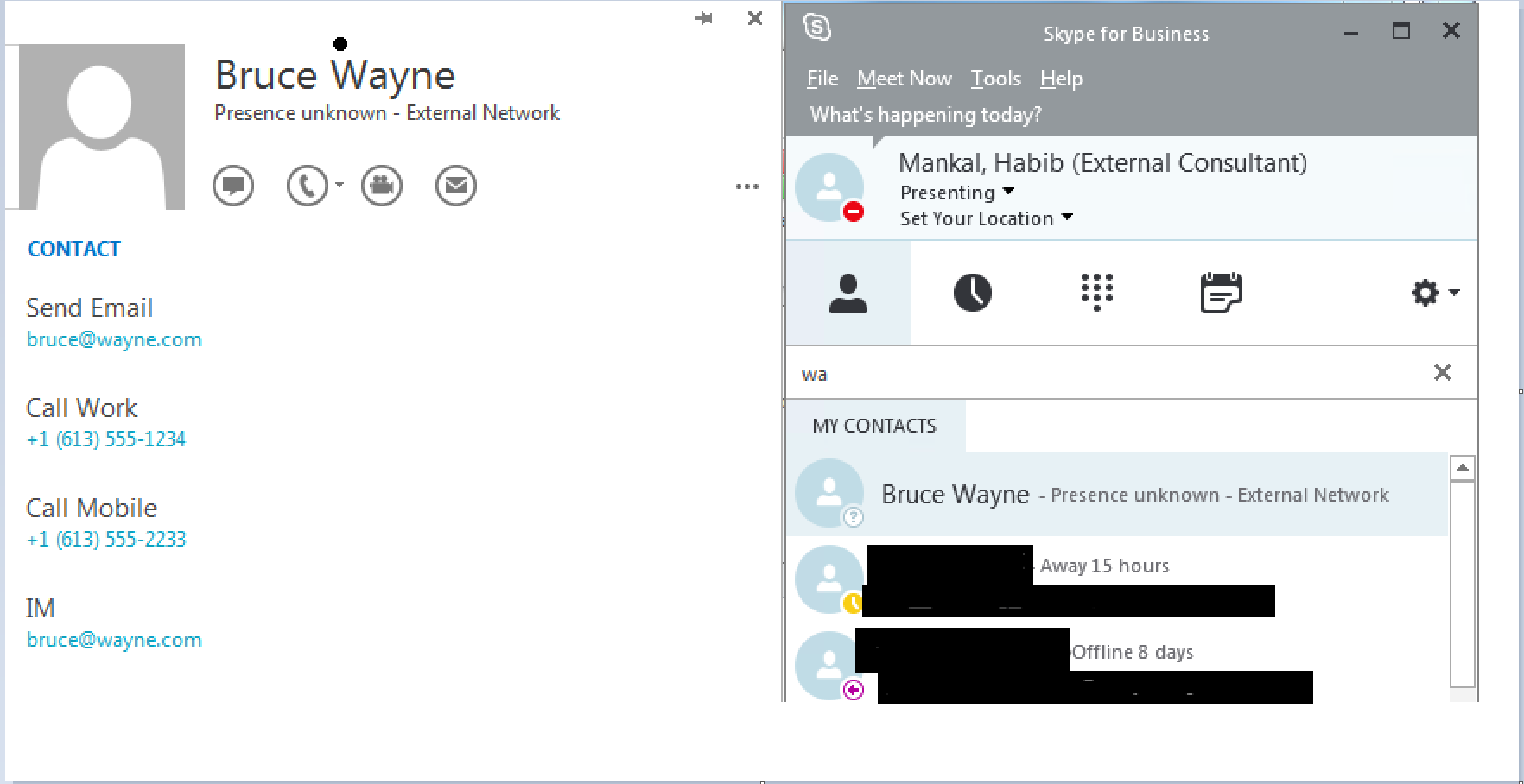 skype for business add contact greyed out